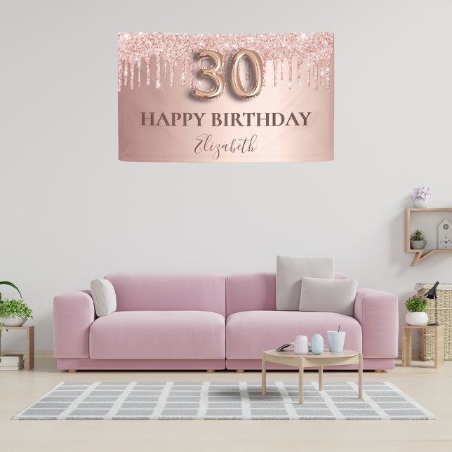30th birthday rose gold pink drips banner (Creator Uploaded)