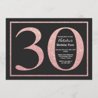 30th Birthday Rose Pink Gold Glitter Chalkboard