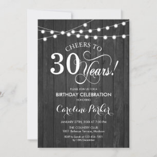 30th Birthday - Rustic Gray Wood Pattern Invitation