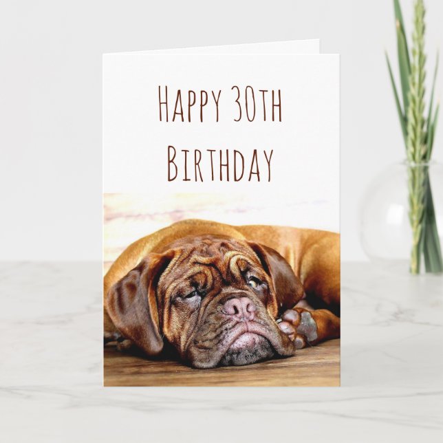 30th Birthday Sad Dog Stay Pawsitive Humour Card (Front)