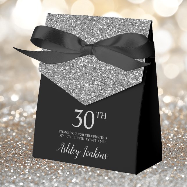30th Birthday Silver Glitter Thank You Favour Box (Creator Uploaded)