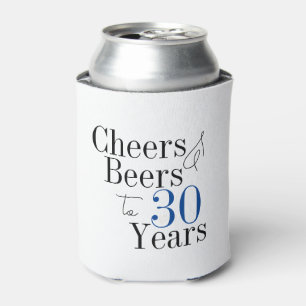30th Birthday Simple Cheers Beers Party Favour Can Cooler