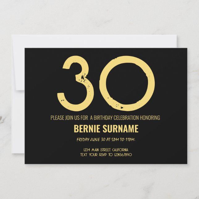 30th Birthday Simple Typography Bday Party Invitation (Front)