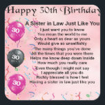 30th Birthday - Sister in Law Poem Square Sticker<br><div class="desc">A great gift for a sister in law on her 30th birthday</div>
