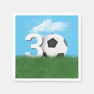 30th Birthday Soccer Ball In Green Grass Napkin