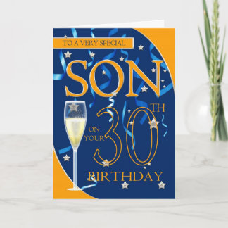 30th Birthday Son - Champagne Glass Card