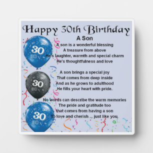 30th Birthday Son Poem Plaque
