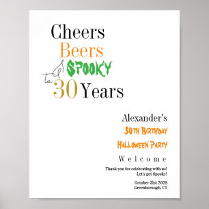 30th Birthday Spooky Halloween Party Welcome Poster