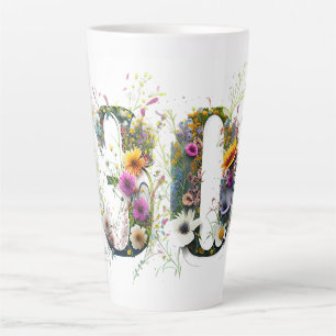 30th Birthday Spray of Wildflowers Text Latte Mug