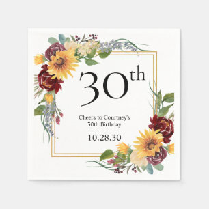 30th Birthday Sunflowers Napkin