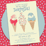 30th Birthday Surprise Party Ice Cream Cone  Invitation<br><div class="desc">New for Summer 2024. Our "Ice Cream,  You Scream We All Scream Surprise" 30th Birthday Invitation! Followed by three retro watercolor colour ice cream cones with patriotic red,  white and blue ice cream and sprinkles.</div>