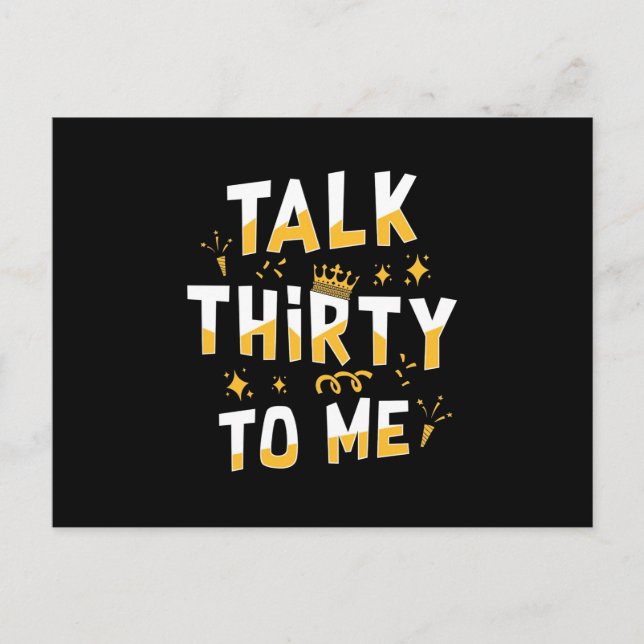 30th Birthday | Talk Thirty To Me Postcard (Front)