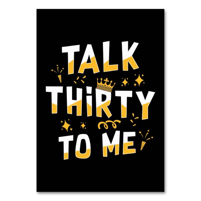 30th Birthday | Talk Thirty To Me Table Number (Front)