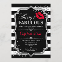 30th Birthday - Thirty Fabulous Black Red Silver