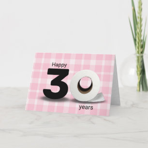 30th birthday toilet paper roll on plaid card