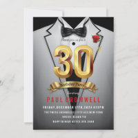 30th Birthday Tuxedo Invitation