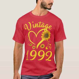 30th Birthday Vintage 1992 Heart Sunflower 30 Year T-Shirt