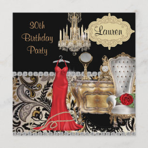 30TH BIRTHDAY VINTAGE BLING Invitation