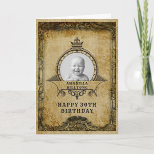 30th Birthday Vintage Retro Add Your Photo Adult Card
