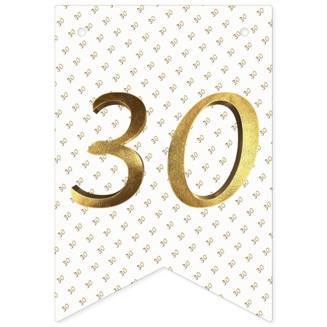 30th Birthday Wedding Anniversary Gold Number Bunting (First Flag)