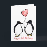 30th birthday wife/ girlfriend penguin heart   card<br><div class="desc">Penguin with a pink heart balloon 30th birthday wife/ girlfriend card.  
The card show can be personalized to include your own messages or ages.  
The perfect romantic and modern card for a husband or boyfriend to give their partner when she turns thirty.</div>