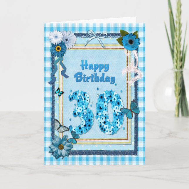 30th Birthday with a scrapbook effect Card (Front)