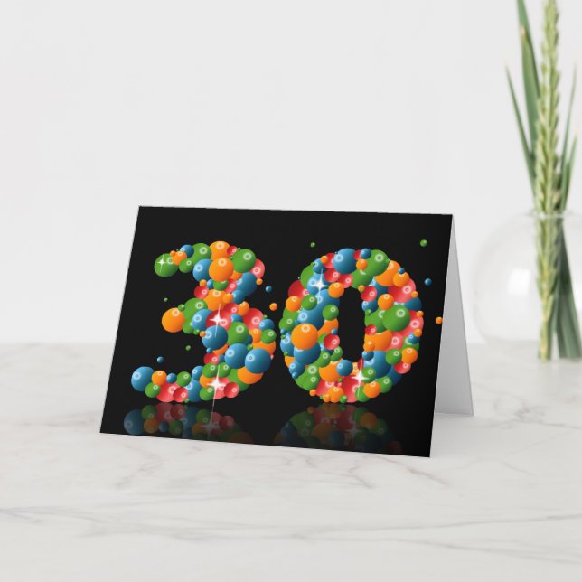 30th birthday with numbers formed from balls card (Front)