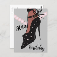 30th Birthday Woman Heel Fashion Beauty Postcard