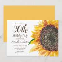 30th Birthday Women Yellow Brown Sunflower