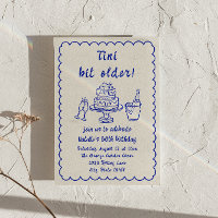 30th Blue Hand Drawn Champagne Cake Birthday Party