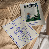 30th Blue Hand Drawn Champagne Cake Birthday Photo
