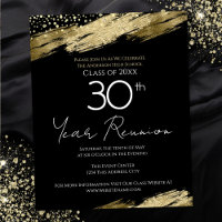 30th Class Reunion Budget Gold Black Invitation