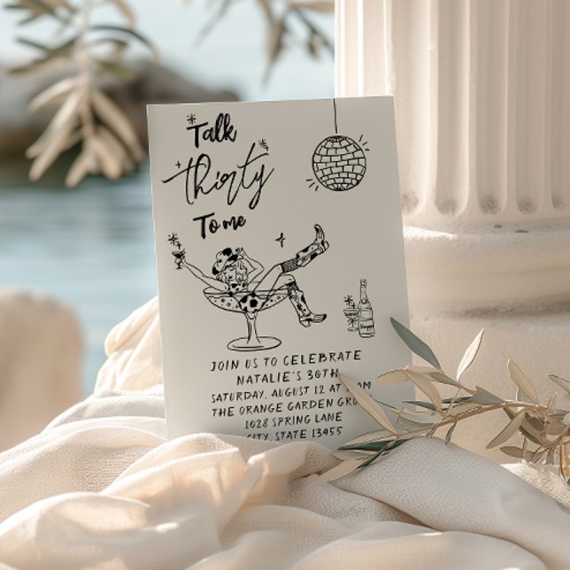 30th Cow Girl Doddle Talk Thirty To Me Birthday Invitation (Creator Uploaded)