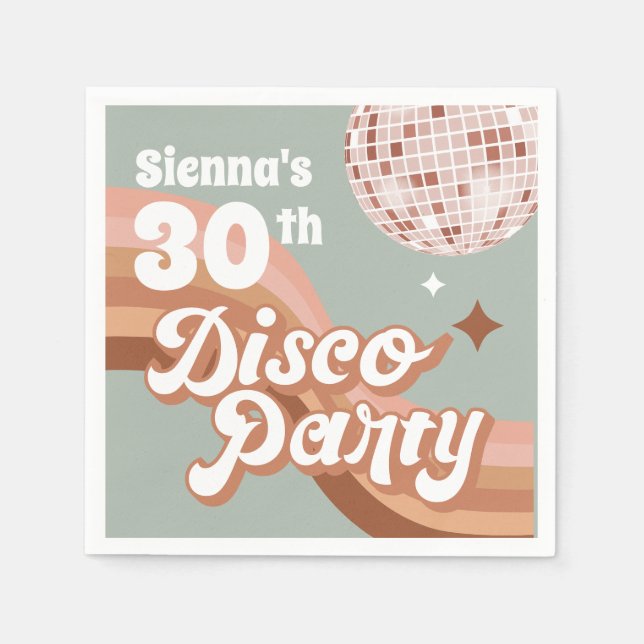 30th Disco Party Retro Birthday Napkins (Front)