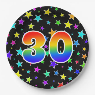 30th Event: Bold, Fun, Colourful Rainbow 30 Paper Plate