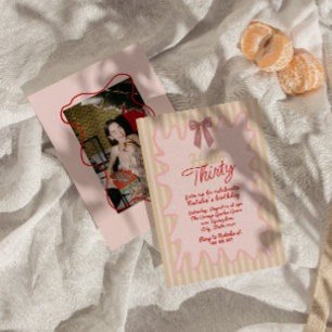 30th Hand Painted Hello Thirty Photo Fun Birthday Invitation