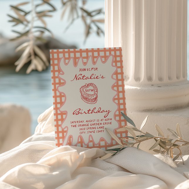 30th Hand Painted Wavy Frame 70s Birthday Invitation (Creator Uploaded)