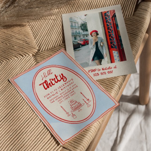 30th Hand Written Drawn Cake Quirky Photo Birthday Invitation (Creator Uploaded)