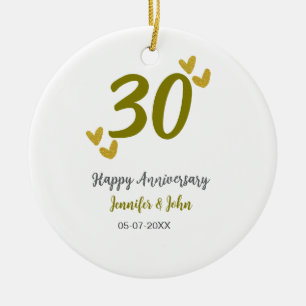 30th happy anniversary golden grey wedding couple ceramic tree decoration