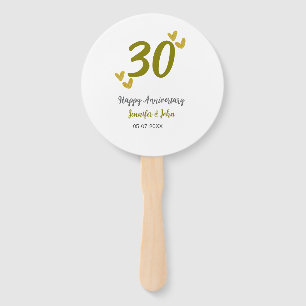 30th happy anniversary golden grey wedding couple hand fan