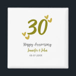 30th happy anniversary golden grey wedding couple  magnet<br><div class="desc">editable design</div>
