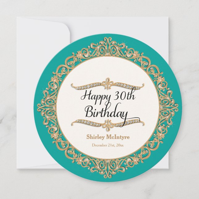 30th Happy Birthday Party Celebration Round Invite (Front)