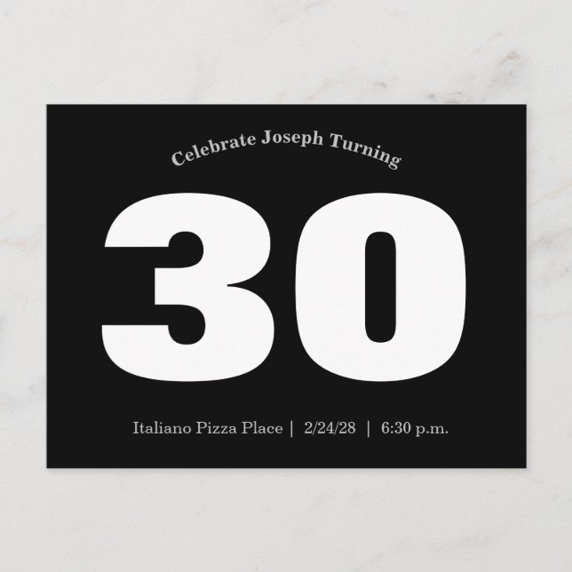 30th Man Birthday Invitation Postcard (Front)