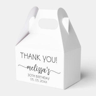 30th or Any Age Birthday White Calligraphy Script Favour Box