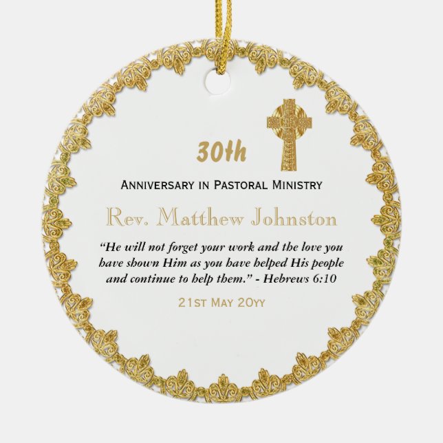 30th Ordination Anniversary Personalized Scripture Ceramic Tree Decoration (Front)