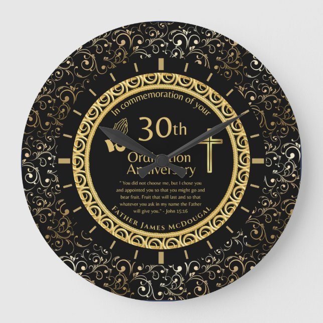 30TH Ordination Anniversary Priest PERSONALIZED  Large Clock (Front)