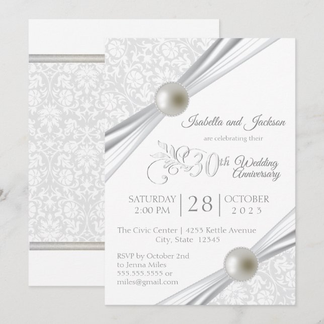 30th Pearl Anniversary Design Invitation (Front/Back)
