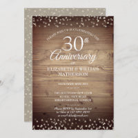30th Pearl Anniversary Rustic Wood Confetti 