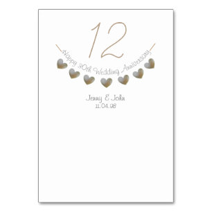 30th Pearl heart wedding anniversary table number