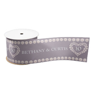 30th pearl wedding anniversary custom heart satin ribbon
